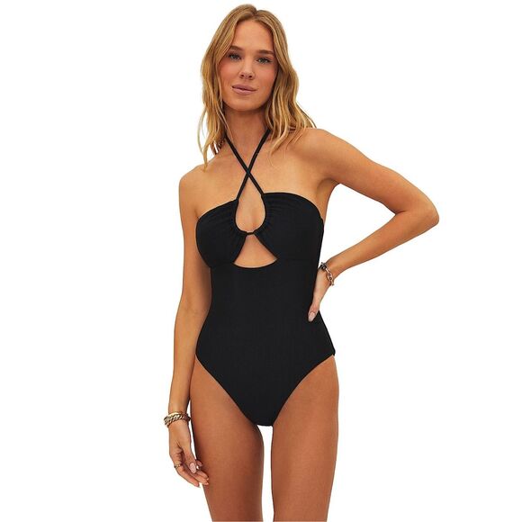 Beach Riot Women's Black Cut-Out Phoenix Halter One-Piece Swimsuit Medium NWOT - Picture 1 of 9